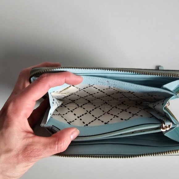 Kate Spade Neda Newberry Lane Zip Around Wallet Mint Green - Picture 8 of 14